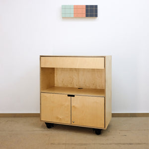 Mobile Theke Schoenbaum Birke Schublade abschliessbare Tuer